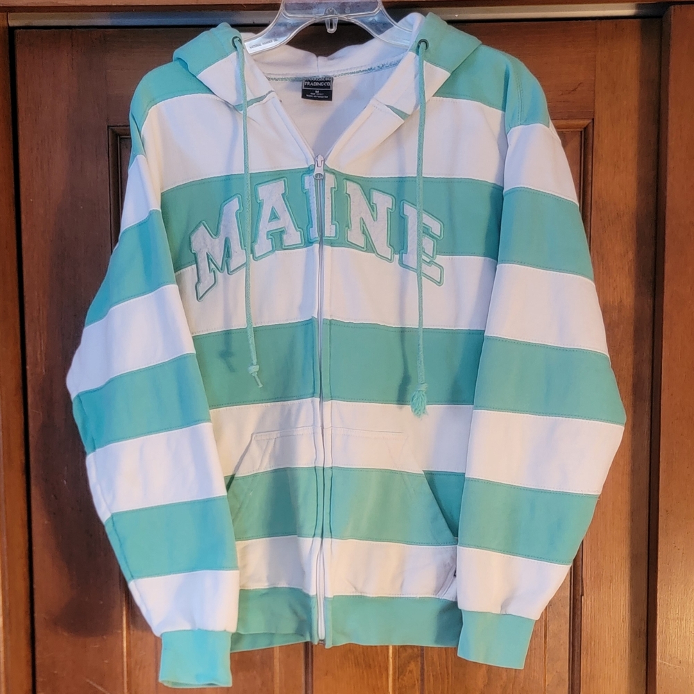 Striped Teal and White Women's Hoodie